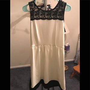 White with black lace dress